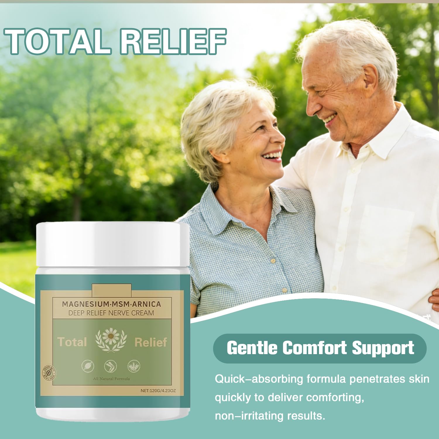 HANGWON Total Relief Magnesium Soothing Cream Advanced nerve Comfort with Arnica, Menthol, MSM,Fast-Absorbing for Relief Joint, Feet, Hands, Legs, Muscles, and Waist, Natural Ingredient -4floz/114g - 4