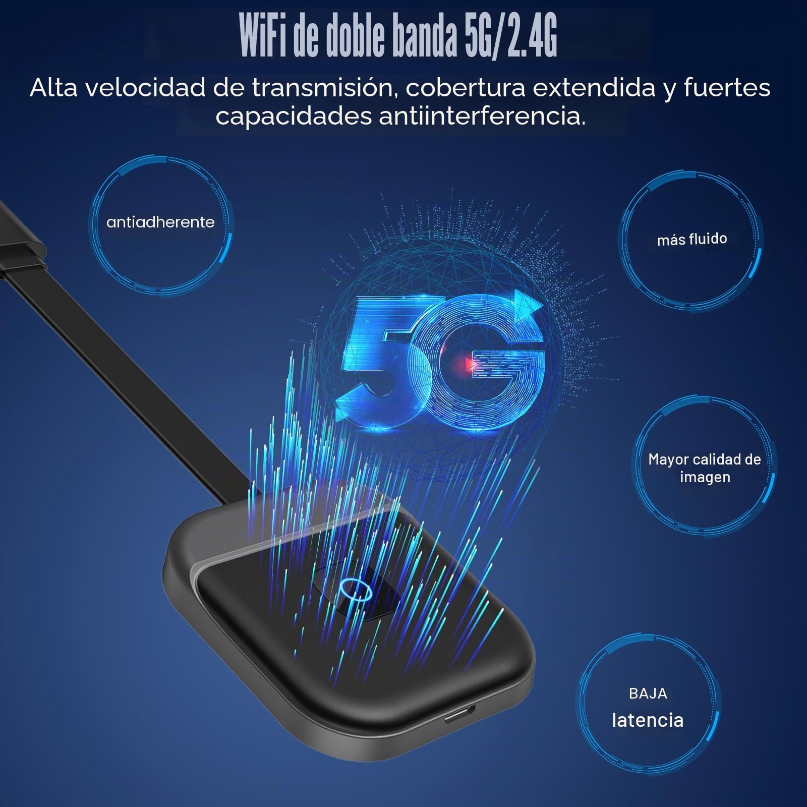 OBEST Inalámbrico 4K Transmisor Receptor 5G Wireless Dongle con Salida HDMI | Miracast Pantalla Adaptador, Clientes Streaming Video para Apple Android Teléfono tabletas Mac PC a TV Proyector Monitor