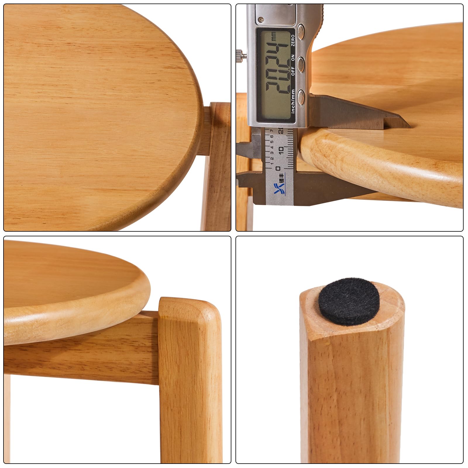 YMYNY Juego de 4 Taburetes Redondos de Madera, Taburetes de Bar Silla, Apilable de Madera Antideslizante, Taburete Pequeño, para Cocina, Oficina, salón, 27×27×45CM Color Natural HBD026N-4