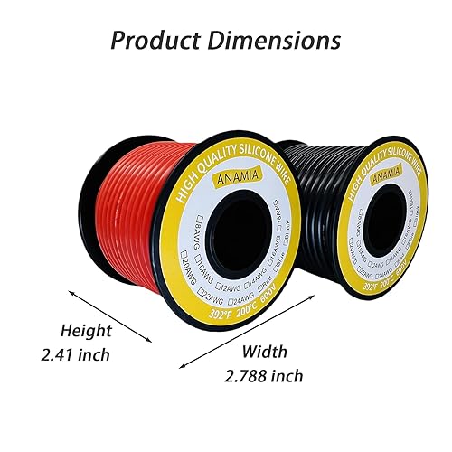 Vista 94 de ANAMIA Alambre de silicona de calibre 12 de 50 pies, color azul, flexible 12 AWG, cable de batería de cobre estañado trenzado, alta temperatura