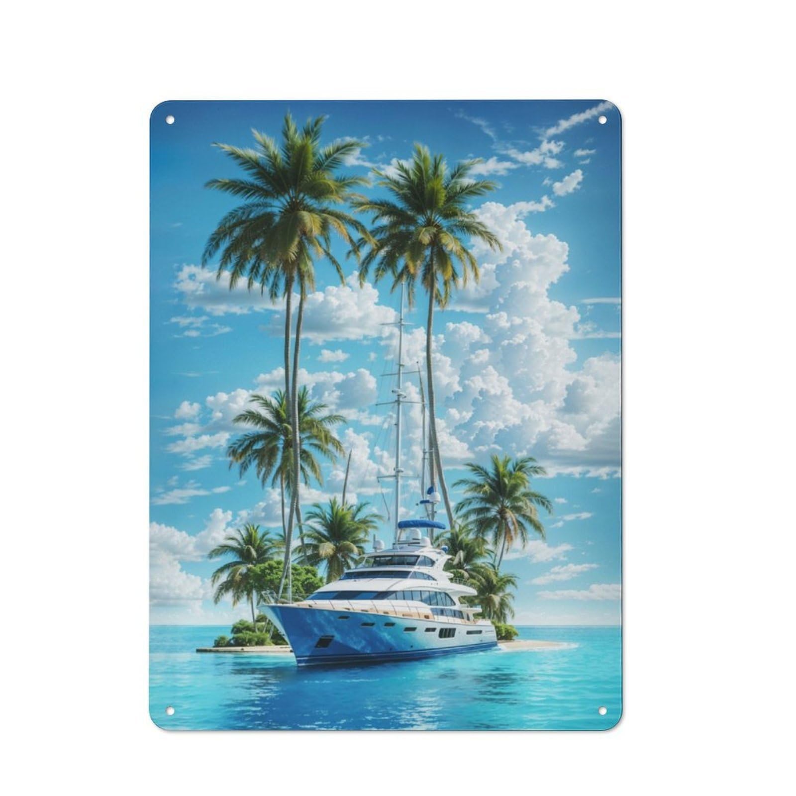 Junmoney Yachting Dreams Tin Wall Plaque 40X30cm With For Bar Or Restaurant, Suited To Bar Decor Enthusiasts