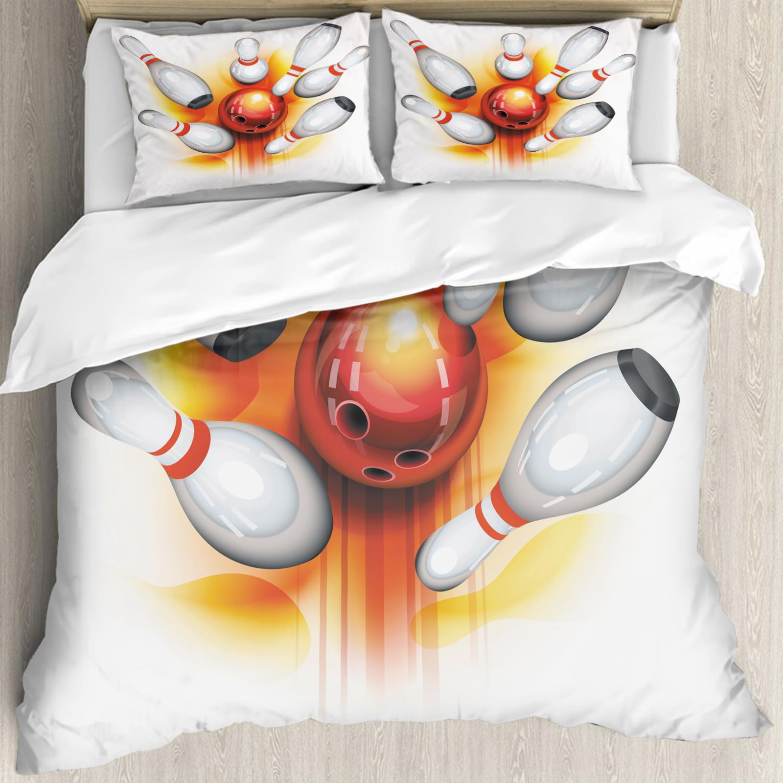 Housse de couette bowling rouge 228x264cm : transformez votre chambre ado