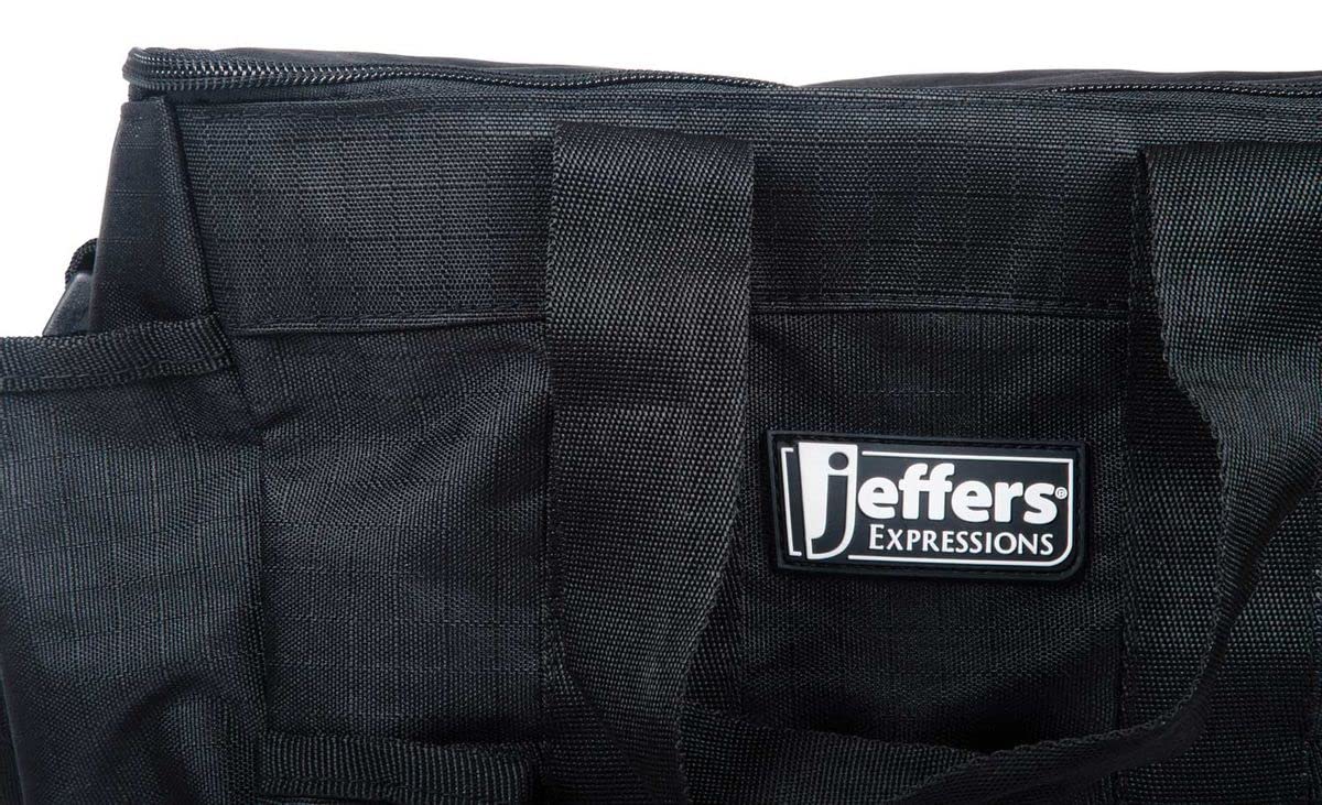 Jeffers Expression Deluxe Grooming Bag, Black – Zippered Top Organizer for Brushes, Spray, Hoof Picks, Tack & Accessories – Travel, Camping, Horse, Dog, Cat & Pet Grooming Tote