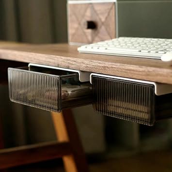 Under Desk Drawer - 13" W x 9" D Slide Out Organizer,Adhesive Stick-On Tray for Small Space Storage,Home Office Standing Desk,Under Cabinet Shelf,No Drilling Needed