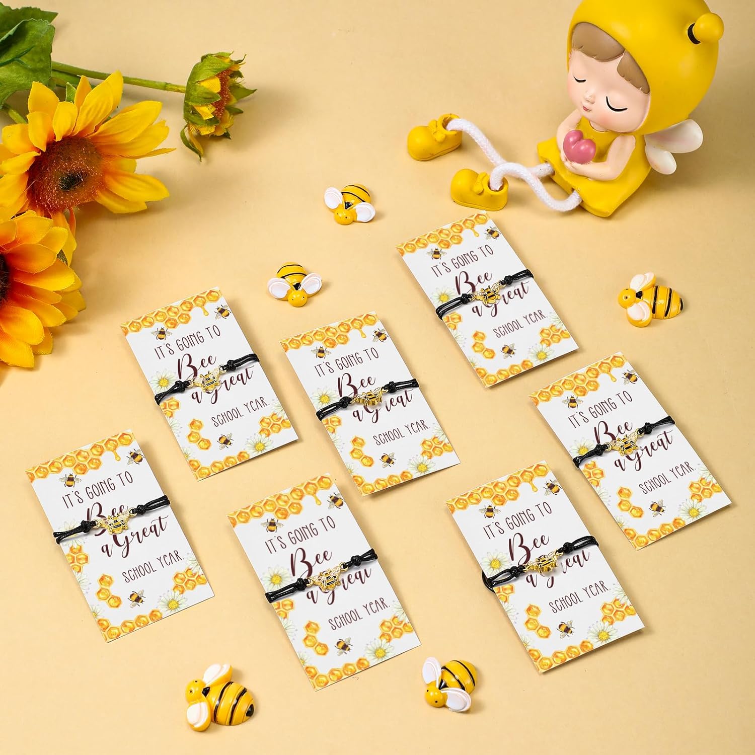 Sasylvia Cute Appreciation Gift for Employee Bulk Inspirational Bracelet Positive Bracelet Motivational Card for Graduation Coworker Office Volunteer Staff Nurse - Image 4