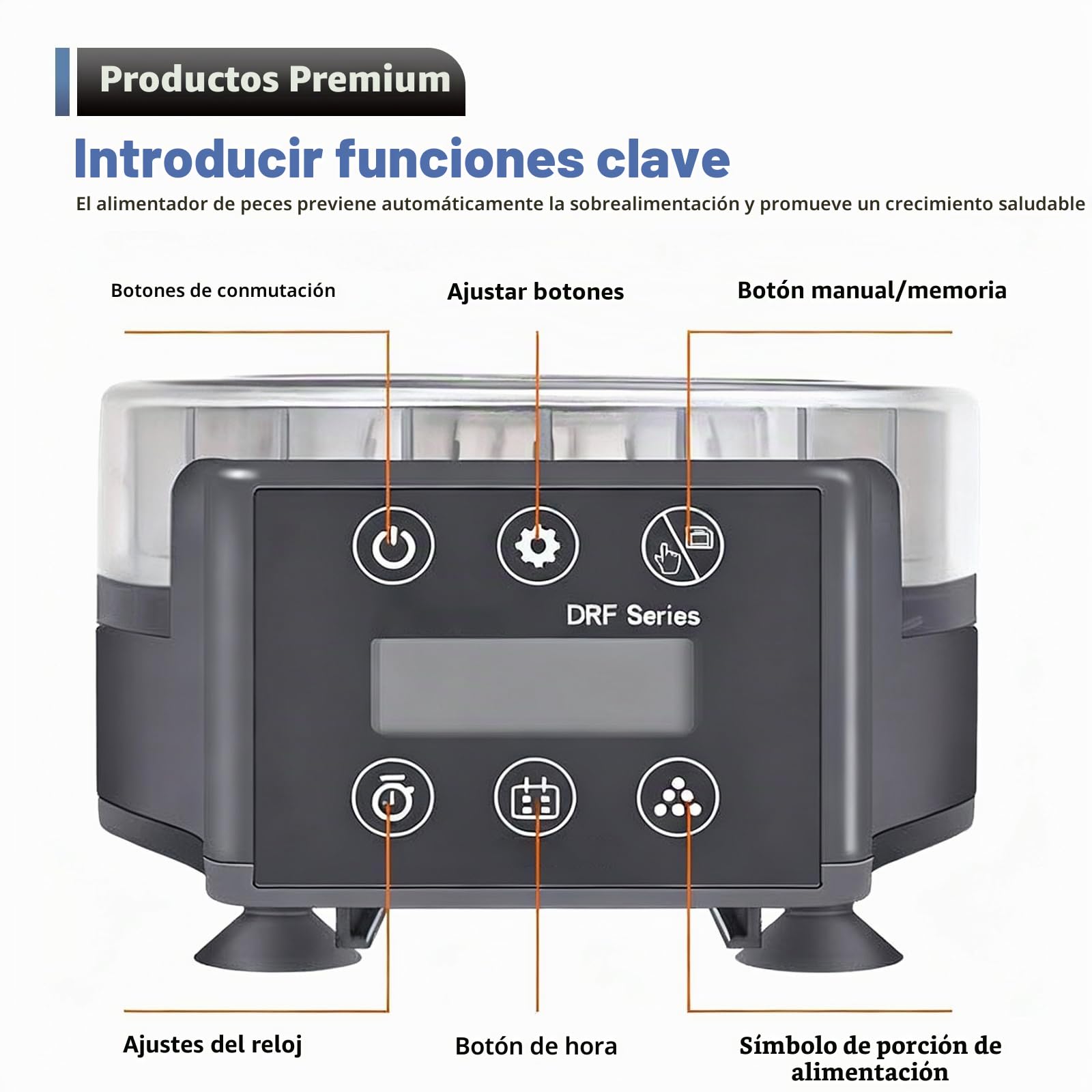 Comedero automático para acuario, comedero automático para peces, con temporizador, alimentador de peces ajustable para pellets y gránulos, funciona con pilas