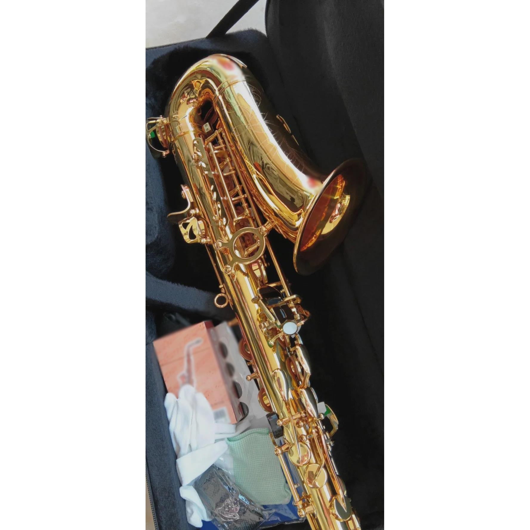 Saksofon Saksofon altowy Mosiądz Eb Złoty lakier saksofonowy Instrument muzyczny z akcesoriami do futerału (Color : Leather bag)