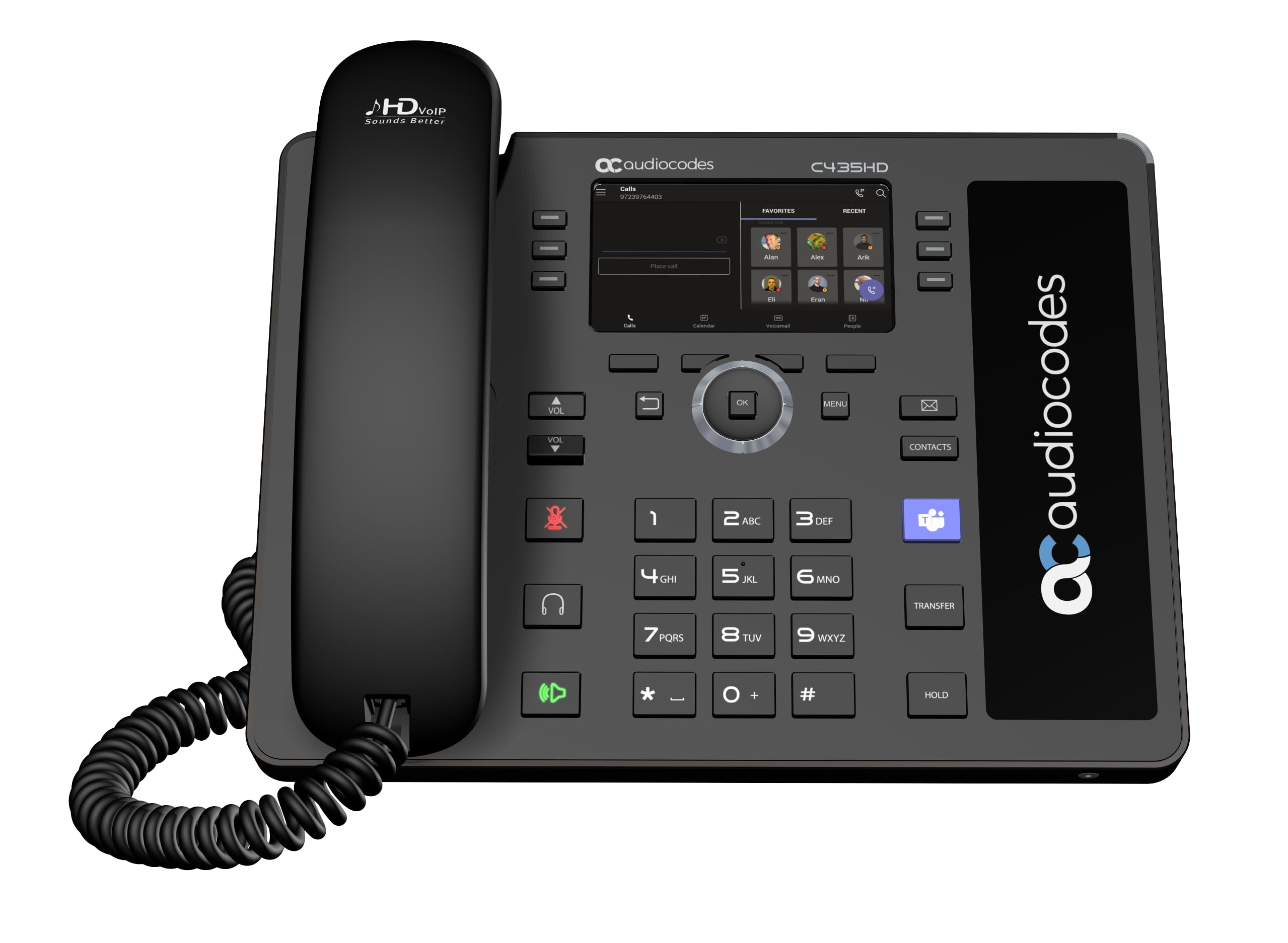 AudioCodes C435HD・Telefono IP・Nero・Cornetta cablata・Android・Informazioni SIP ・Tasti (TEAMS-C435HDPS-R)