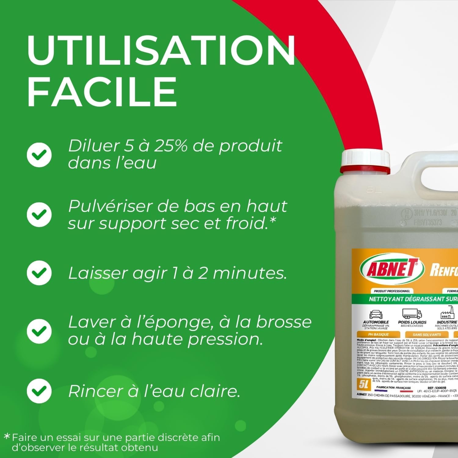 ABNET - Abnet Renforcé - Nettoyant Dégraissant Surpuissant - Élimine toutes les traces - 5L