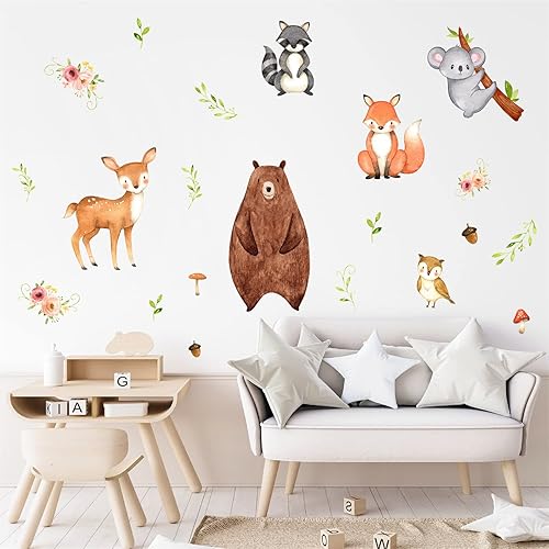 Miniatura 6 de Calcomanías de pared de animales del bosque calcomanías de pared de animales de dibujos animados calcomanías de pared de animales del árbol