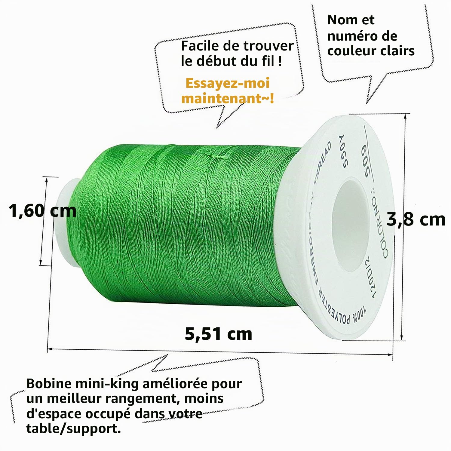 Simthread Kit de 63 Fils à Broder en Polyester 40WT, 63 Bobines de 500 m, Convertibles au Nuancier Brother, Compatibles avec Brother, Janome, Babylock, Singer et autres Machines à Broder