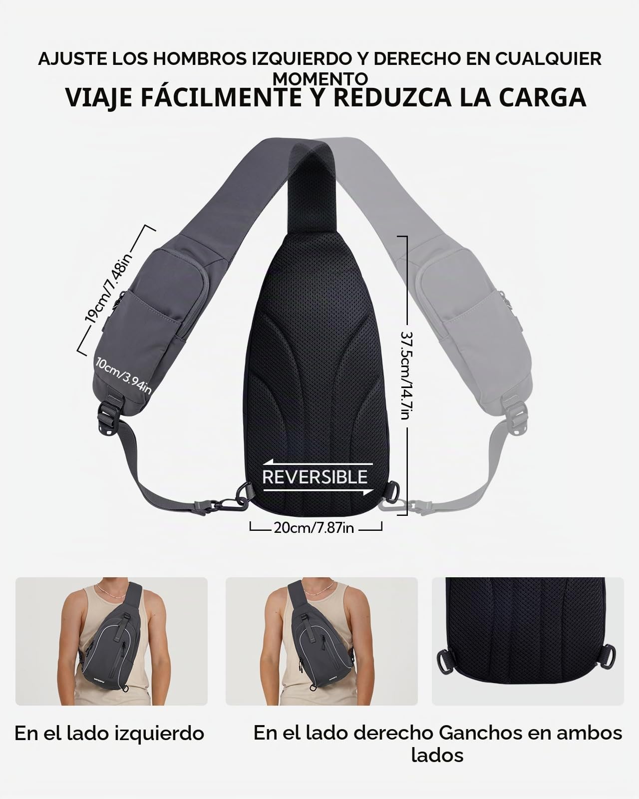 Waterfly Mochila Cruzada Bolsa Bandolera: Bolsa de Pecho Bolsa de Hombro para senderismo Viajes Mujeres y Hombres