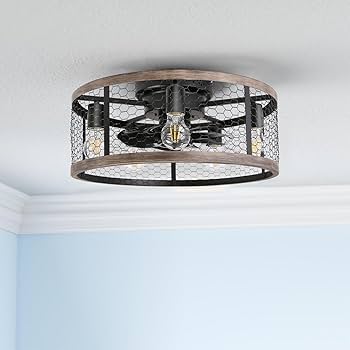 Bonheur　0108 ♡ Ohniyou 20'' Farmhouse Caged Ceiling Fan with Lights and