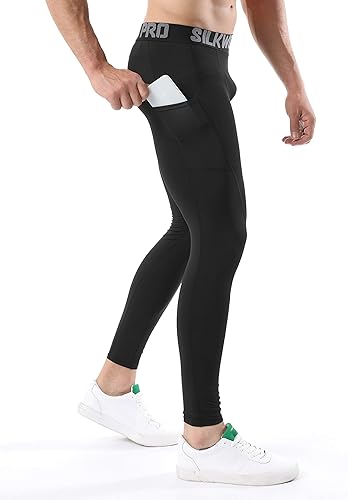 Miniatura 9 de SILKWORLD Paquete de 1  3 pantalones de compresión para hombre bolsillos leggings de gimnasio y secado fresco