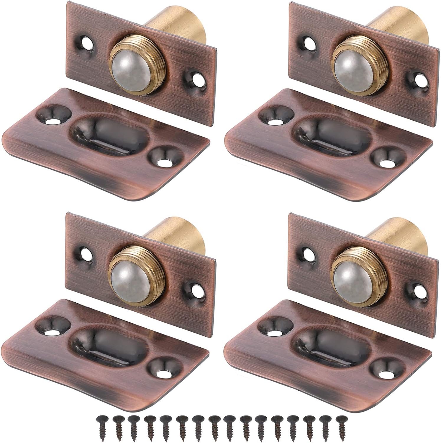 WOOCH Closet Door Ball Catch, Stainless Steel Adjustable Door Ball Catch Hardware for Door, Cabinet, Closet, Kitchen (Antique Red, 4 Pack)