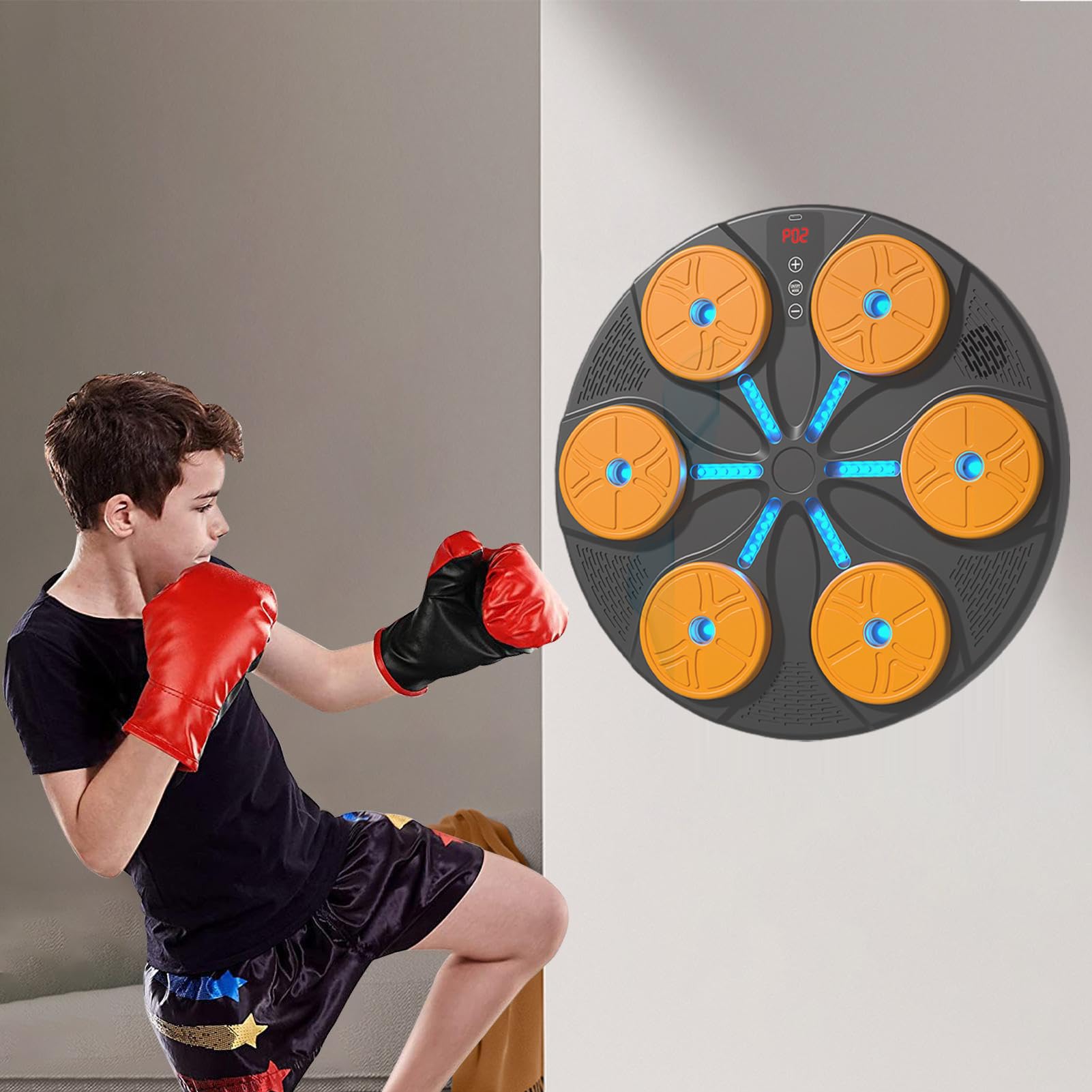Máquina De Boxeo Musical Inteligente Entrenador Electrónico con 8 Modos | Con Iluminación RGB, De Pared Y Música para Mujeres y Adultos, Entrenamiento en Casa, Oficina