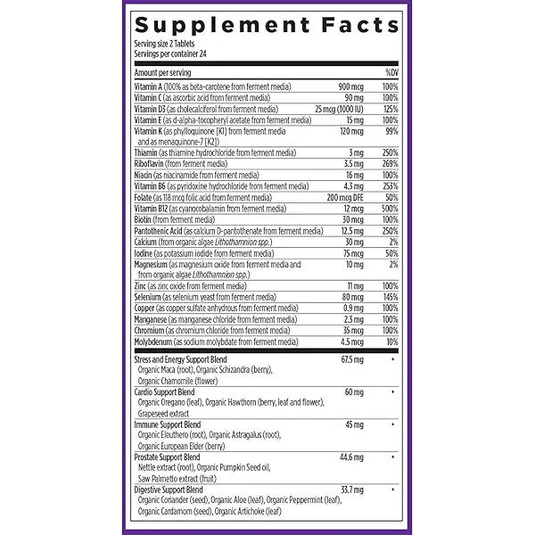 New Chapter Men's Multivitamin Advanced Formula for Stress, Brain, Immune, Heart & Energy Support, Higher Levels of Whole-Food Fermented Essential Nutrients for Men + Selenium + B Vitamins, 120 ct 6