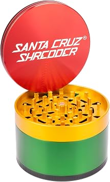 Santa Cruz Shredder Jumbo Metal Herb Grinder Premium 4-Inch Aluminum Grinder for Fluffy and Even Grinding, Durable Knurled Top with Strong Magnetic Lid Made in the USA Rasta