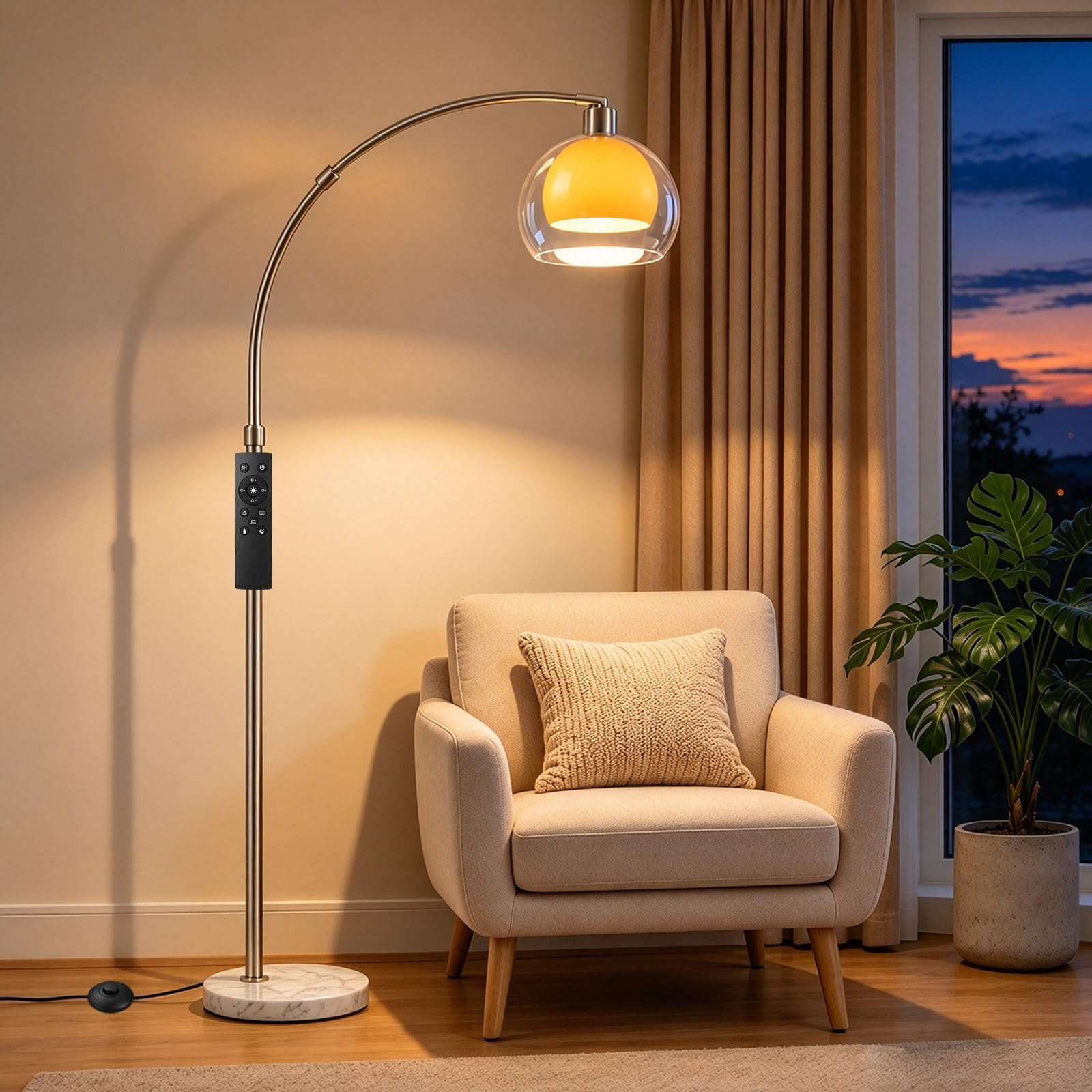 Vipnight Dimmable Arc Floor Lamp with Remote, Adjustable Head, Living Room