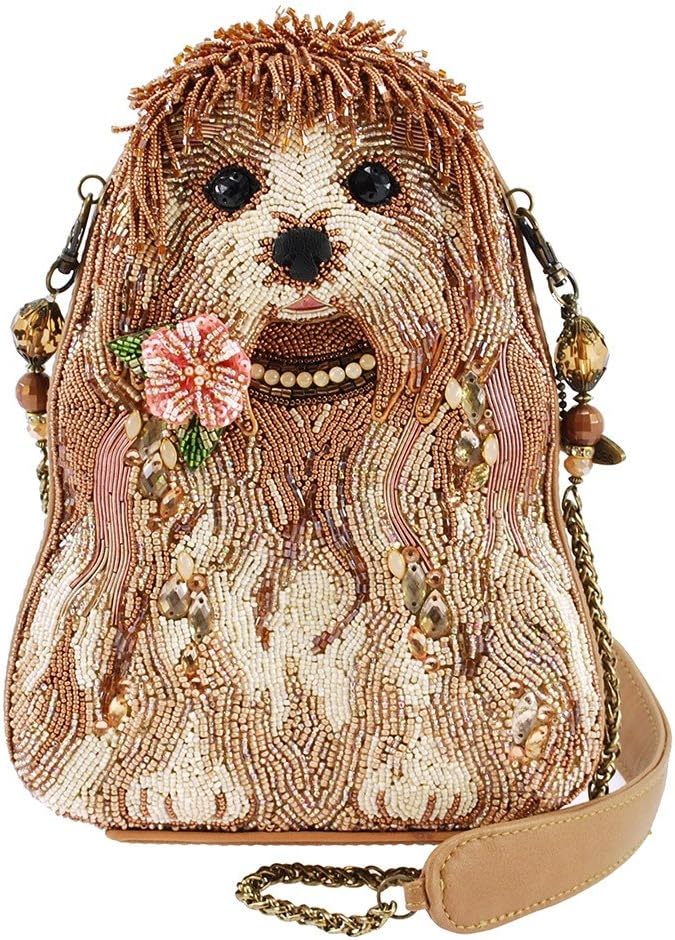 MARY FRANCES Rezzy Beaded Puppy Dog Shoulder Handbag