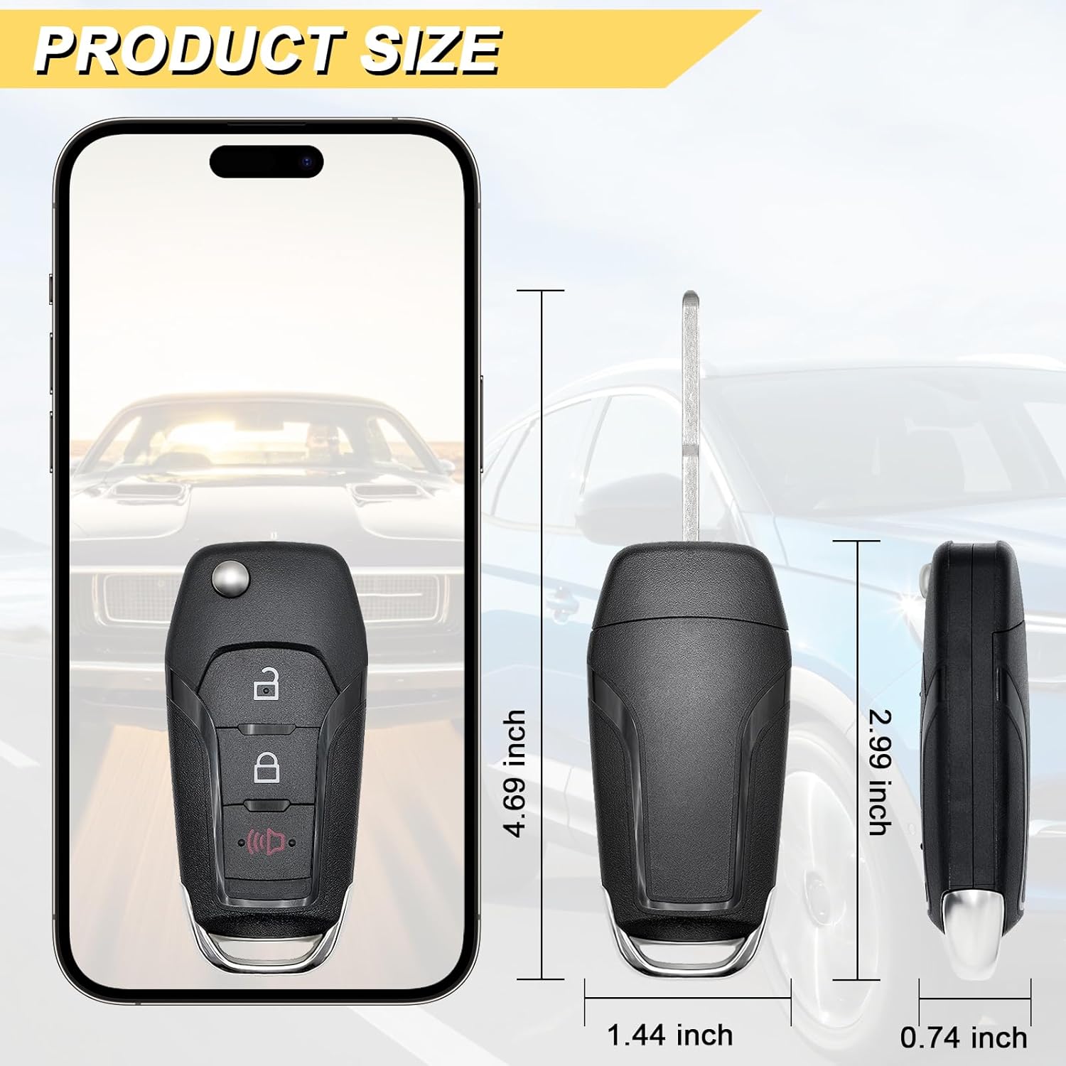 Key Fob Replacement for 2015-2022 Ford F-150/17-22 F-250 F-350 F-450 F-550/16-20 Explorer/ 16-23 Ranger/ 21-22 Bronco/ 18-23 EcoSport Car Keyless Entry Remote Control, N5F-A08TAA, 3 Btn, 2Pcs