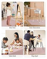 Vista 7 de Blissful Diary - Alfombrilla para debajo de la silla alta, 50.4 x 50.4 pulgadas, lavable, antideslizante, protectora contra salpicaduras, rosa claro