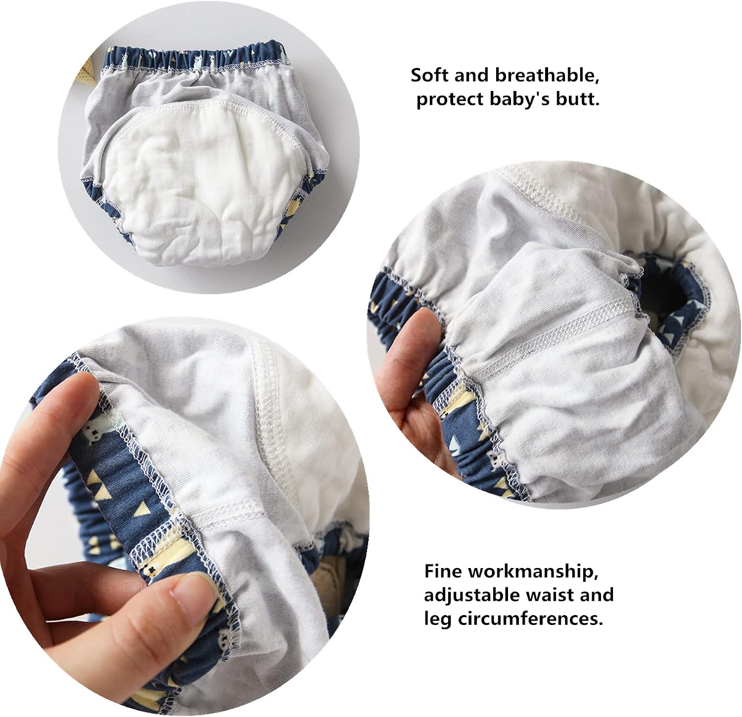 4 Pack Baby Toddler Potty Training Pants Layered Cotton Training Underwear for Toddlers Girls Boys (12-18 Months, E)