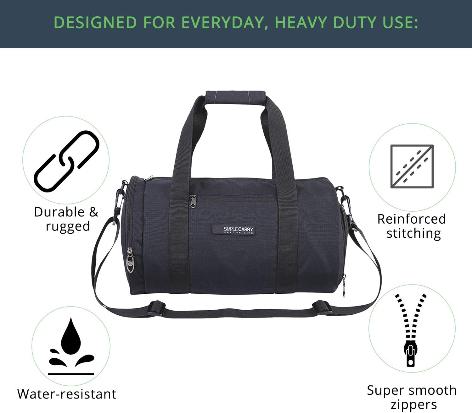  | SimpleCarry Large Duffle Bags Gym Bags Weekender Bags For Women Travel Overnight Luggage Bag Waterproof Adjustable Shoulder Strap Duffle Bags (Black) | Travel Duffels