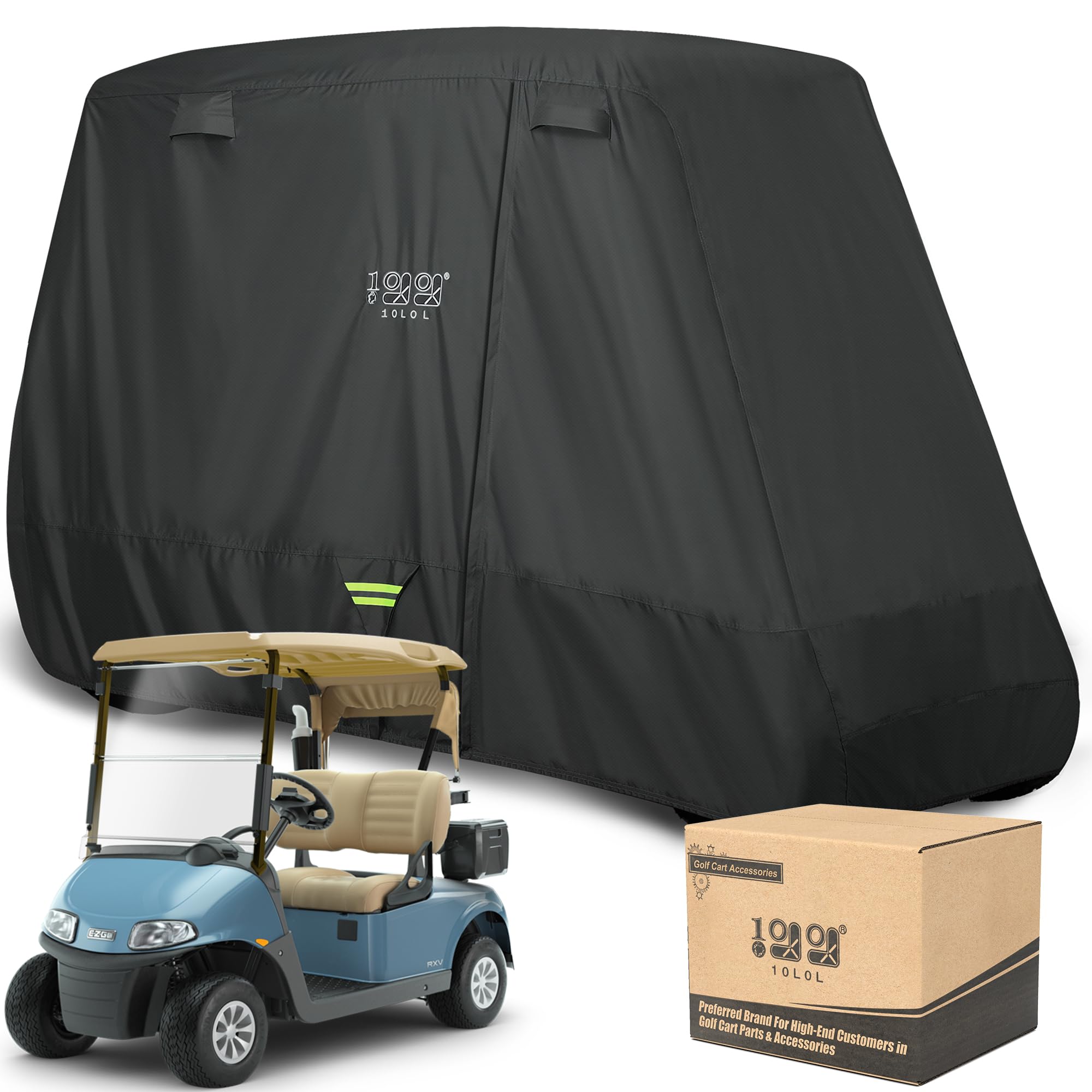 10L0L Golf Cart Cover Universal 2/2+2 Passenger 80" Extended Roof fit for Golf Cart Club Car EZGO and Other - Waterproof Golf Cart Storage Cover