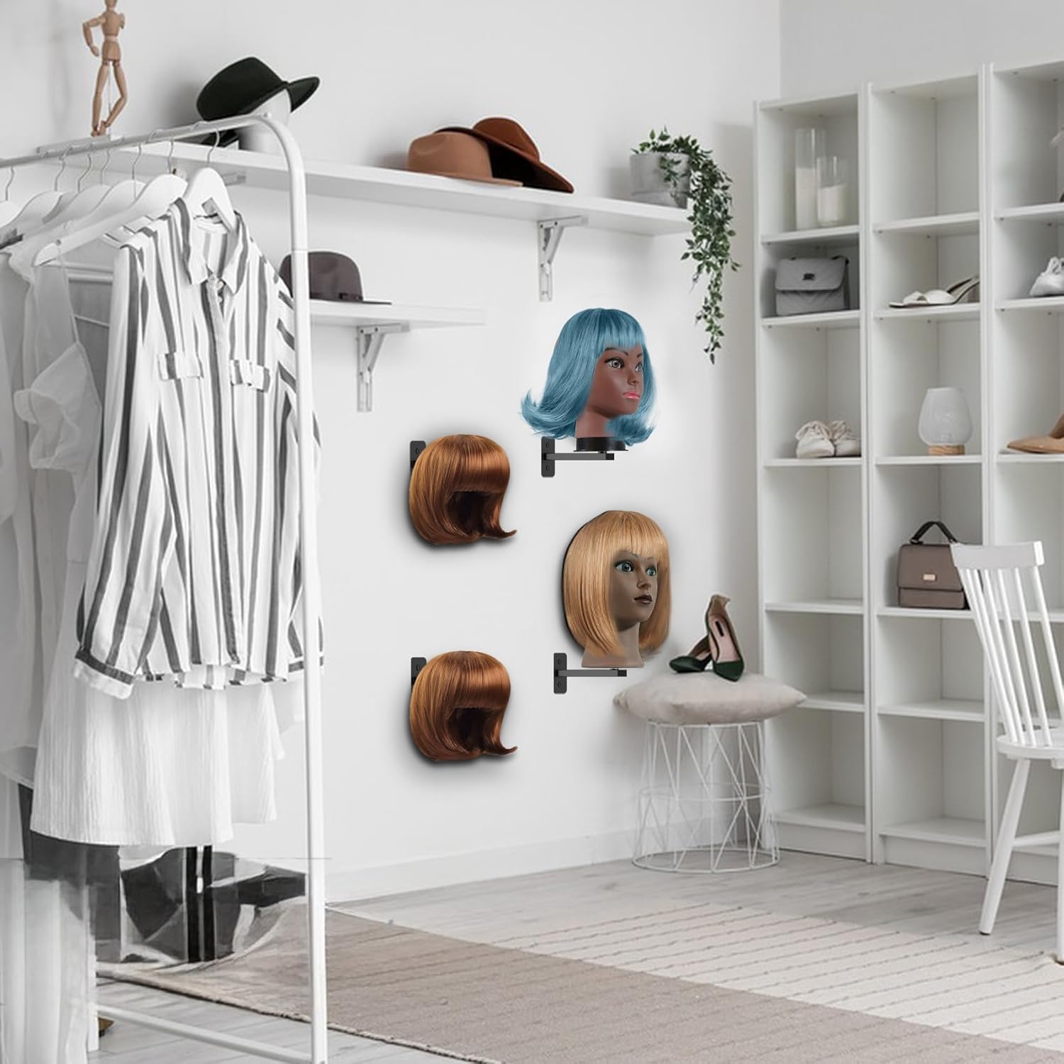 12pcs 22 in Wig Head- PVC Mannequin Head for Wigs, Manikin Head with Mount Hole for Wig Making,Head Contour More Realistic, Black Head Mannequin for Style, Display Hair, Hats, Hairpieces, Salon