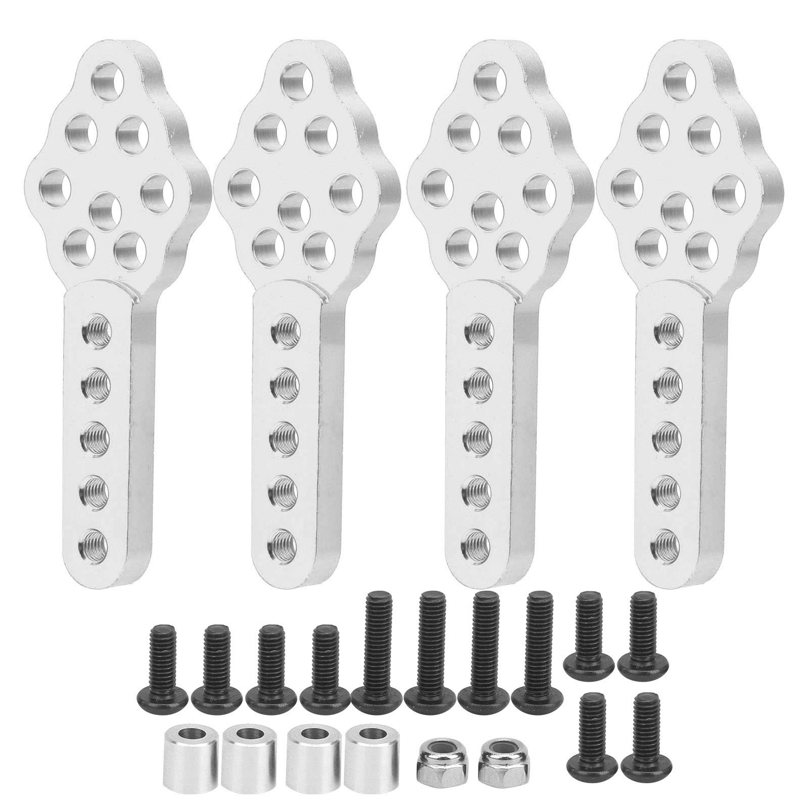 Verstellbare Aluminiumlegierschockdämpfer -Halterungsplatte für 1/10 RC -Auto Crawler, Langlebige RC Auto Stoßdämpfer Halterung für SCX10 1/10 Crawler, 4pcs Set (SILVER)