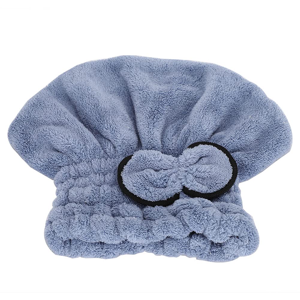 Sorandy Fleece Shower Hat, Convenient Head Wrap Hat, Soft Color Bathroom Hats with Strong Water Absorption Quick Drying for Shower (Haze blue princess hat)