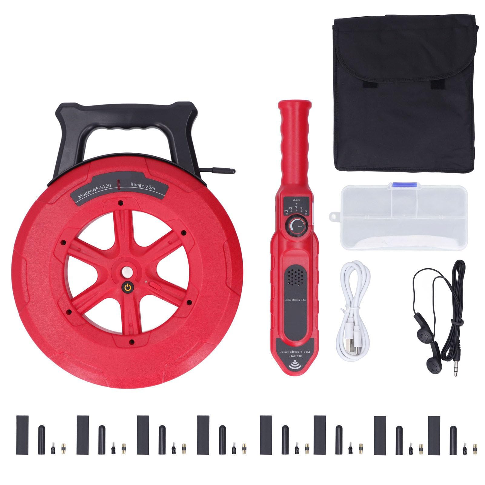 Detector de Obstrucción de Tuberías, 7 Sondas Localizador de Bloqueo de Obstrucción de Tuberías Subterráneas Escáner de Pared NF‑5120