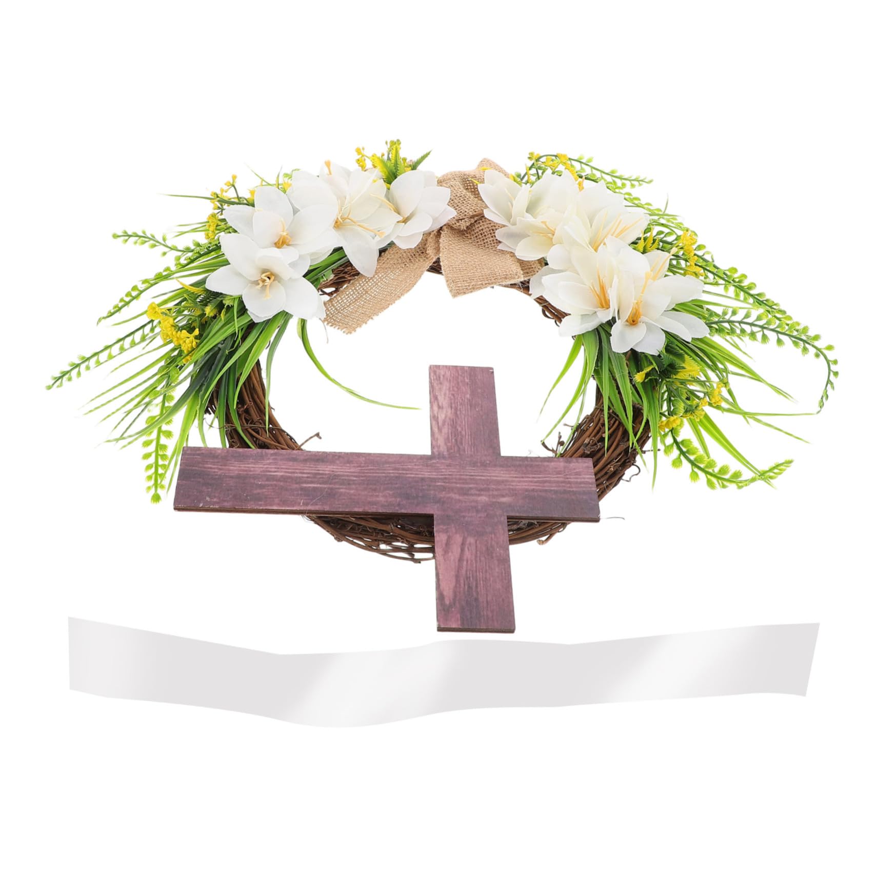Couronne de fleurs artificielles pour porte et deco croix de paques interieur exterieur