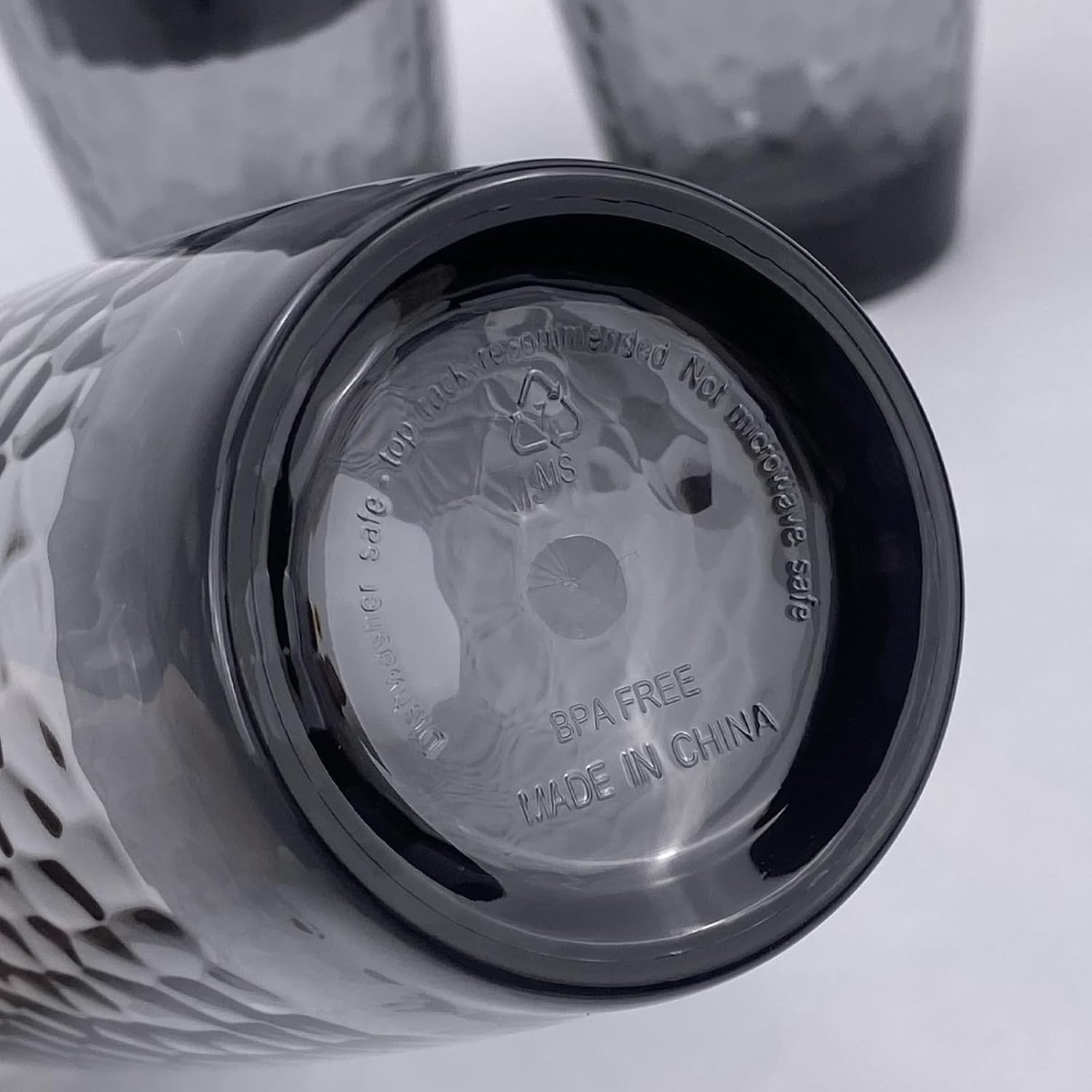 Set of 6 26-Ounce Large Acrylic Glasses Plastic Tumbler/Drinking Cups,Hammered Style,BPA Free (Grey) - Image 5