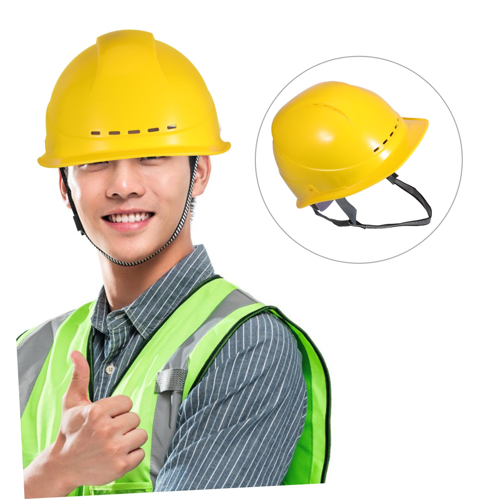 Casco de Seguridad para Construcción Amarillo, Plástico, Ventilado | Ajuste Regulable, Diseño Ligero, Resistencia a Impactos, Uso en Obra y Entornos Laborales