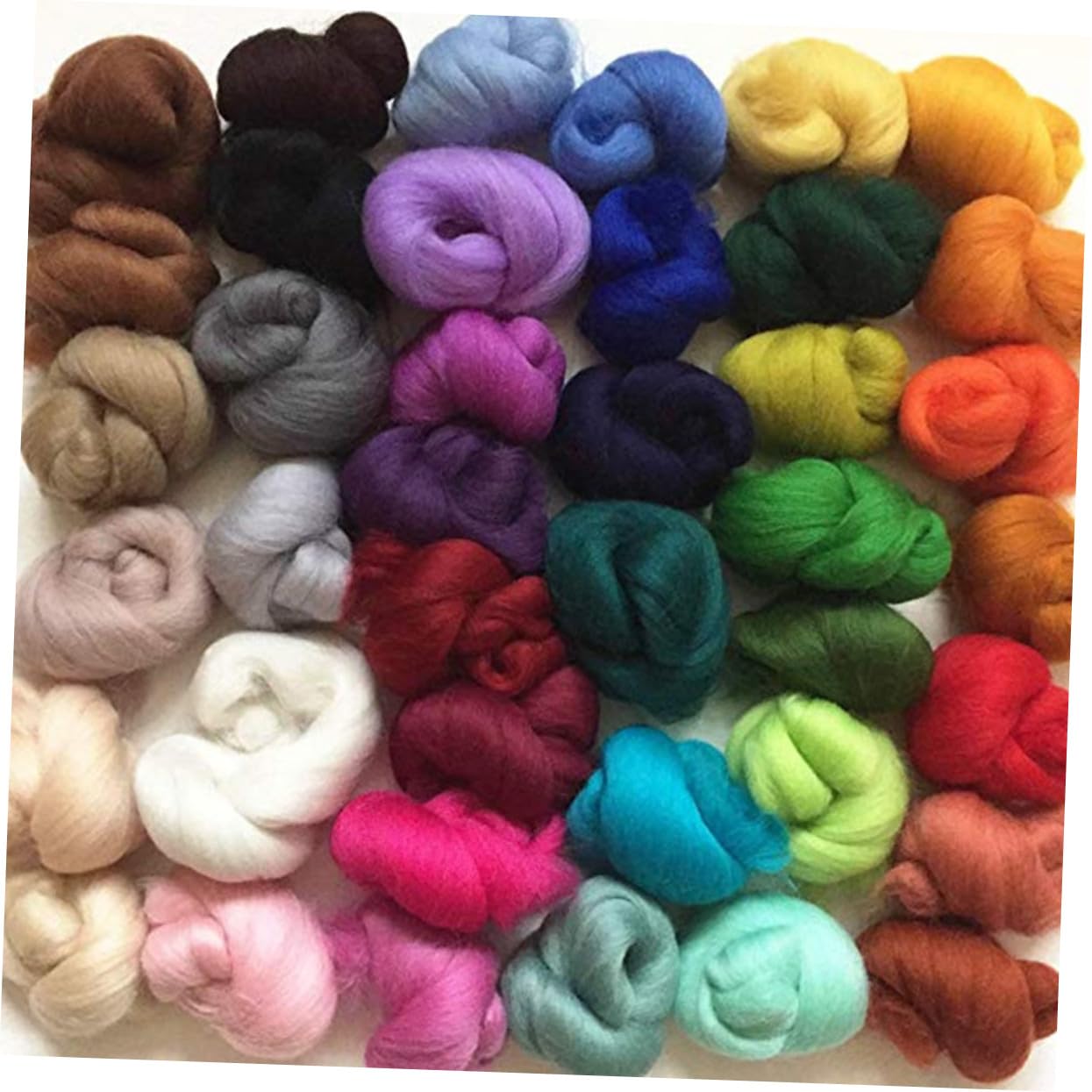 Angoily 40 Farben Merino Filzwolle 10g, Bunte Wollfasern für Nadelfilzen