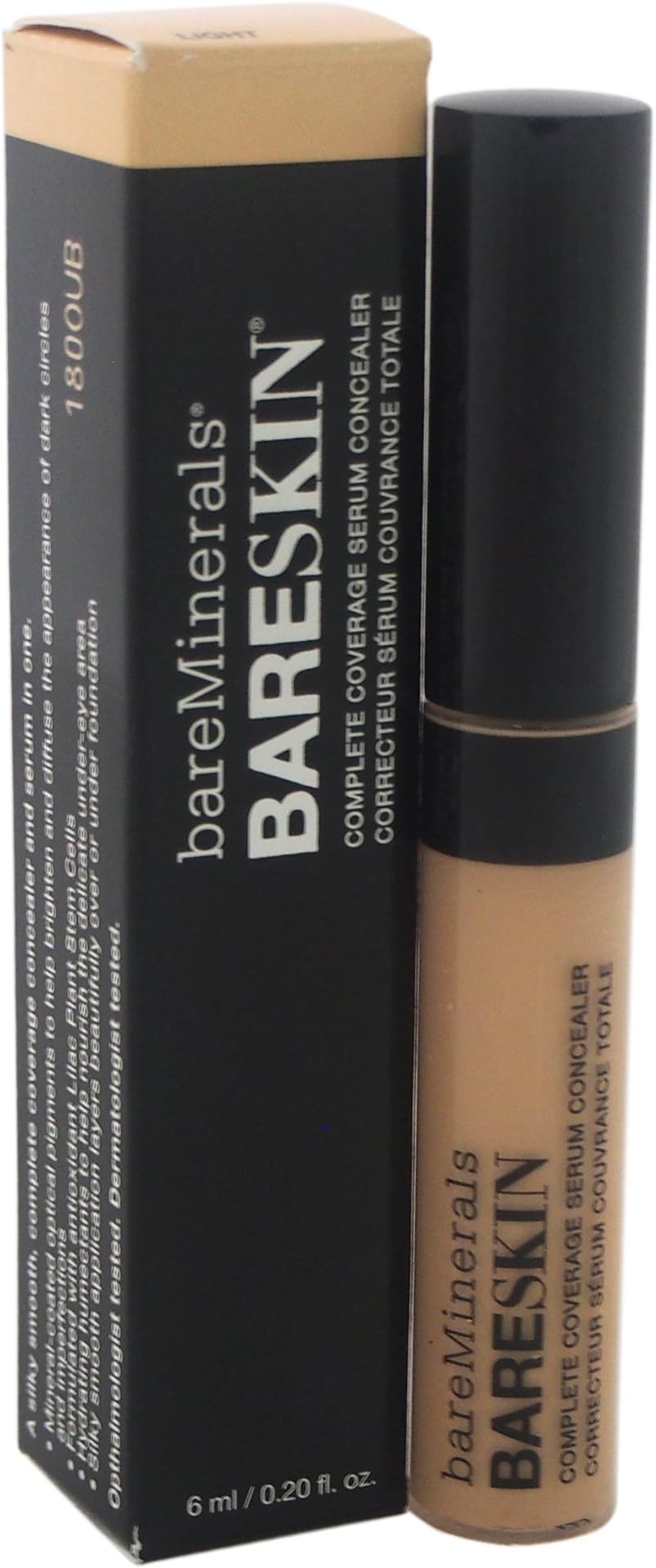 bareMinerals Bareskin Complete Coverage Serum Concealer for Women, Light, 0.2 Fl Oz