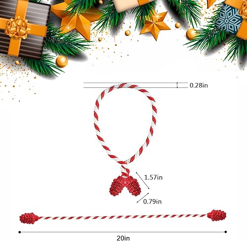 Miniatura 2 de Corbatas decorativas flexibles de Navidad, reutilizables y anudadas para envolver regalos de Navidad (25, rojo y blanco)