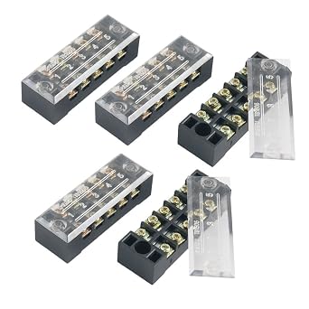 600V 15A Dual Row 5 Position Barrier Screw Terminal Strip Block 5 Pcs