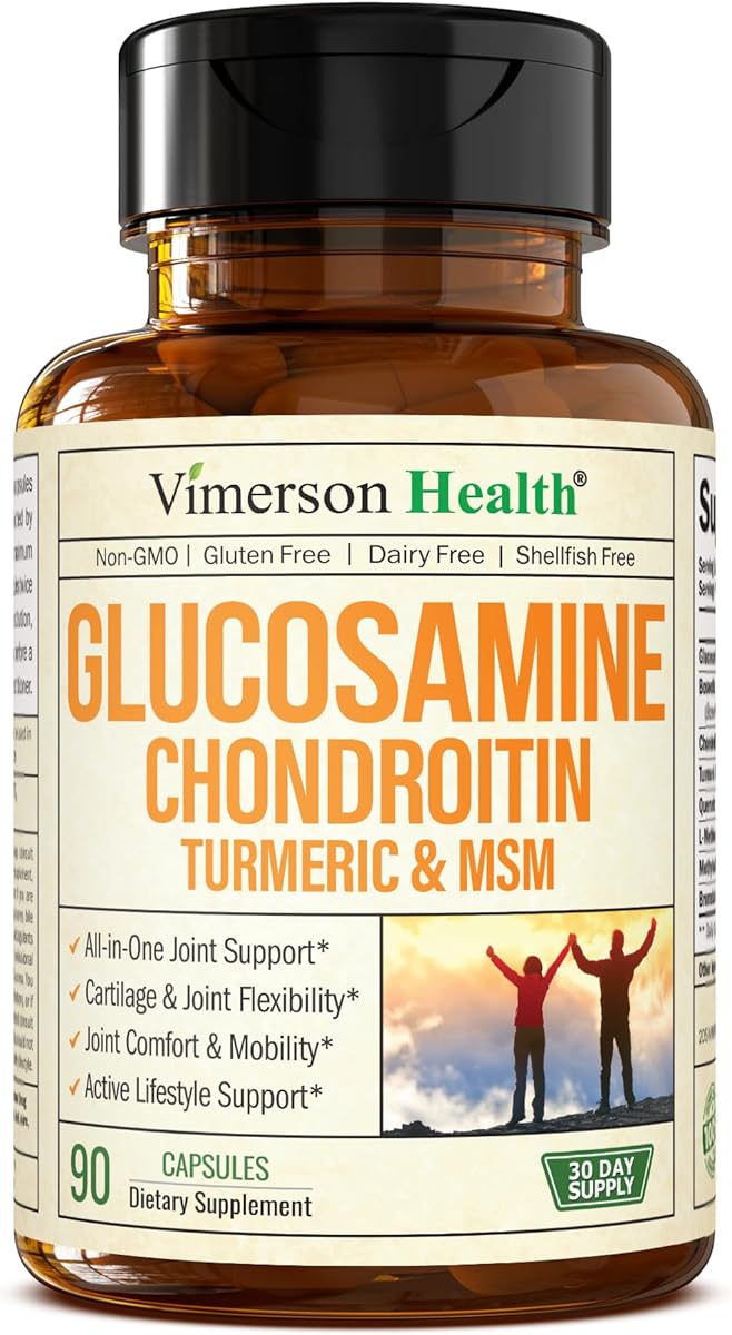 Glucosamine Chondroitin MSM and Turmeric Supplement – Joint Support Supplement for Women and Men with Boswellia and Chondroitin Sulfate – For Cartilage, Joint Health and Flexibility – 90 Capsules