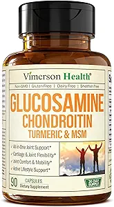 Glucosamine Chondroitin MSM and Turmeric Supplement – Joint Support Supplement for Women and Men with Boswellia and Chondroitin Sulfate – For Cartilage, Joint Health and Flexibility – 90 Capsules