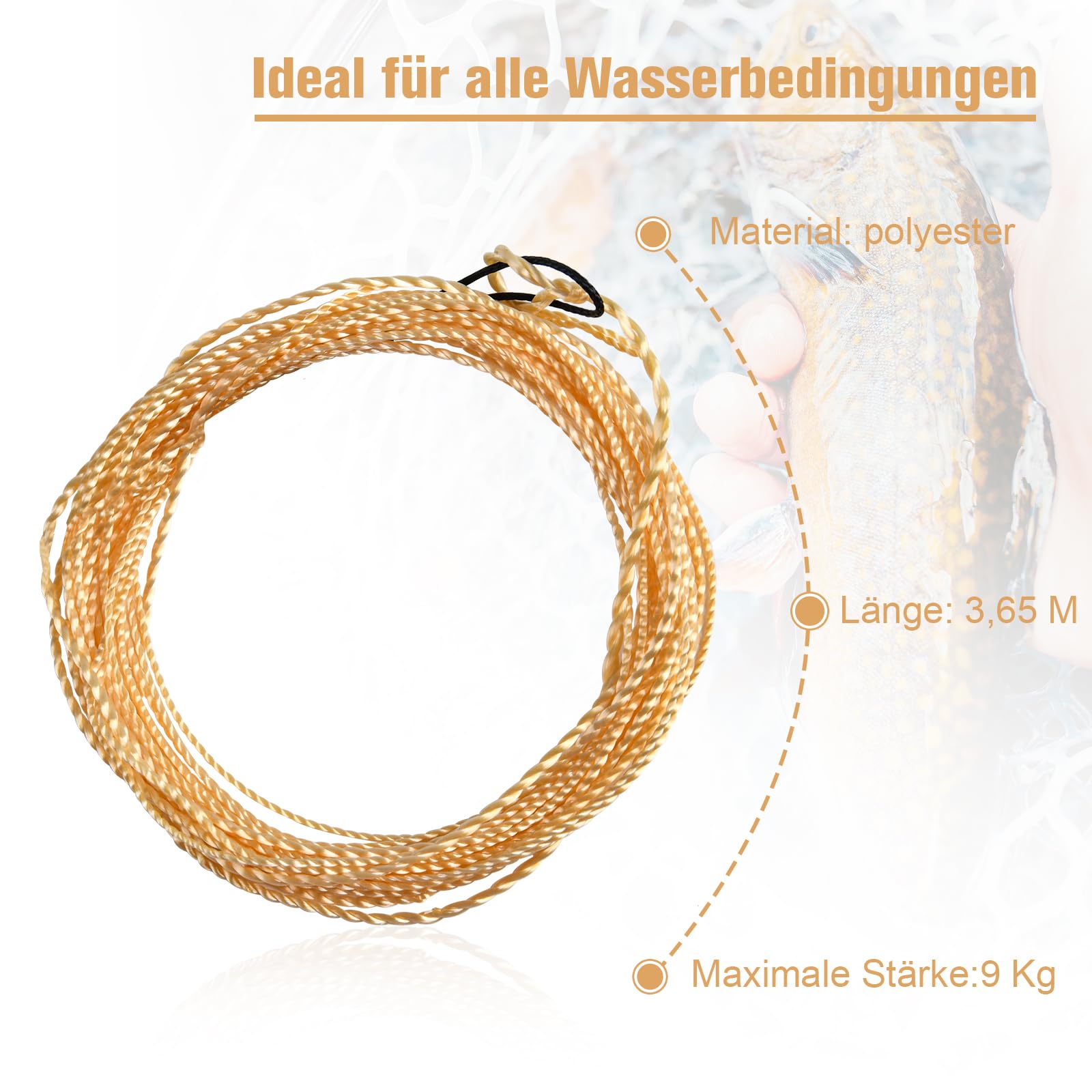 Goture Tenkara Angelschnur, 2 Stück, konisch zulaufende Schwimmer-Polyesterschnur, aufgerollt, geflochtener Tippet-Ring, Fliegenschnur, 12 Fuß/3,6 m Länge, 2 Farben