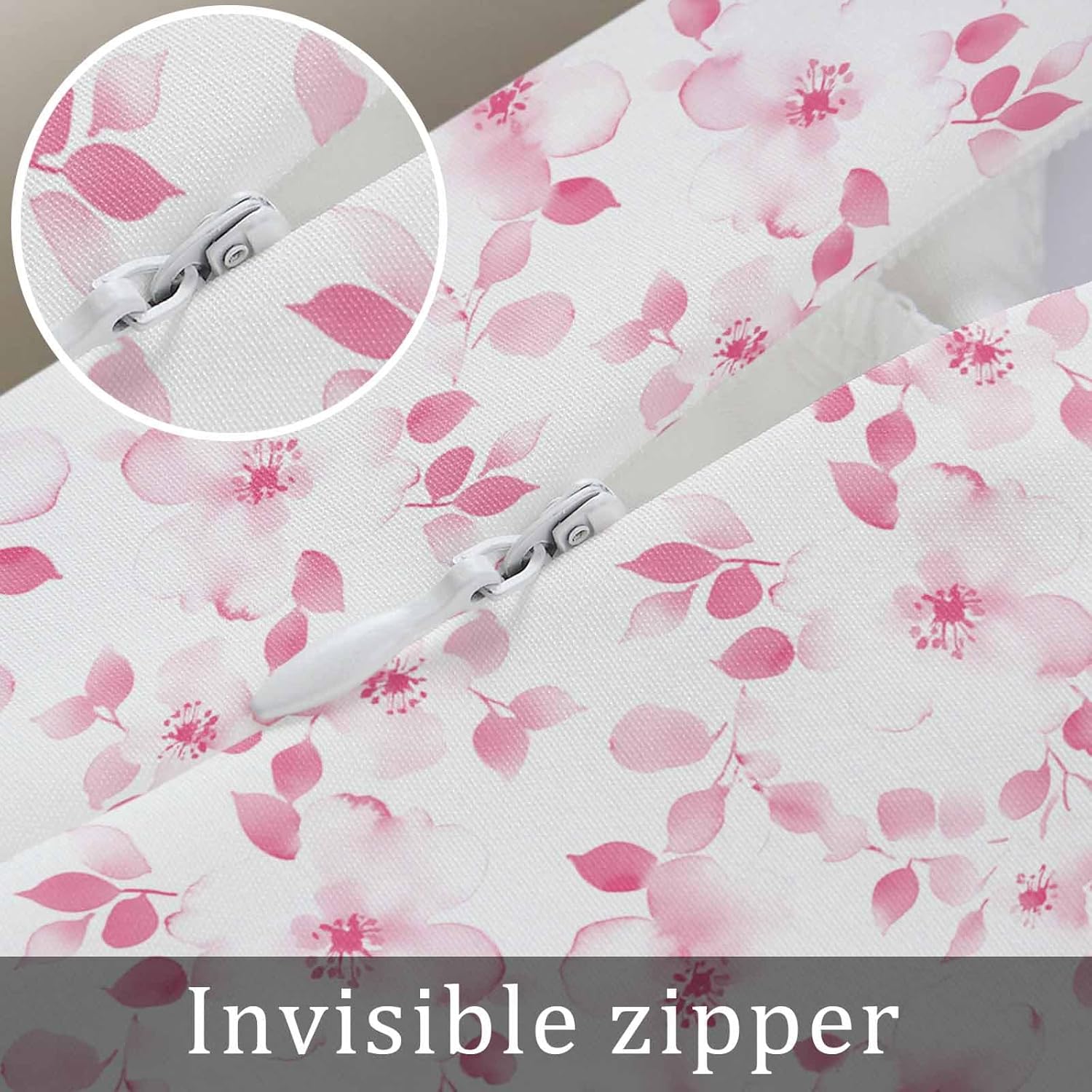 Pink Floral Pillow Covers 24x36 Inch Cal King Size, Retro Blossom Flower Botanical Country Decorative Pillowcase with Zipper, Microfiber Pillow Protector, Breathable Pillowcases for Sofa Bed