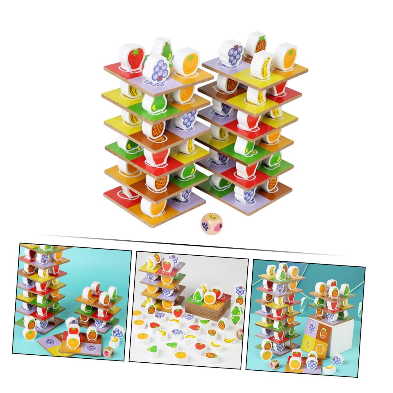 Abaodam Juguete Cognitivo de Bloques Apilables de Madera, 1 Set