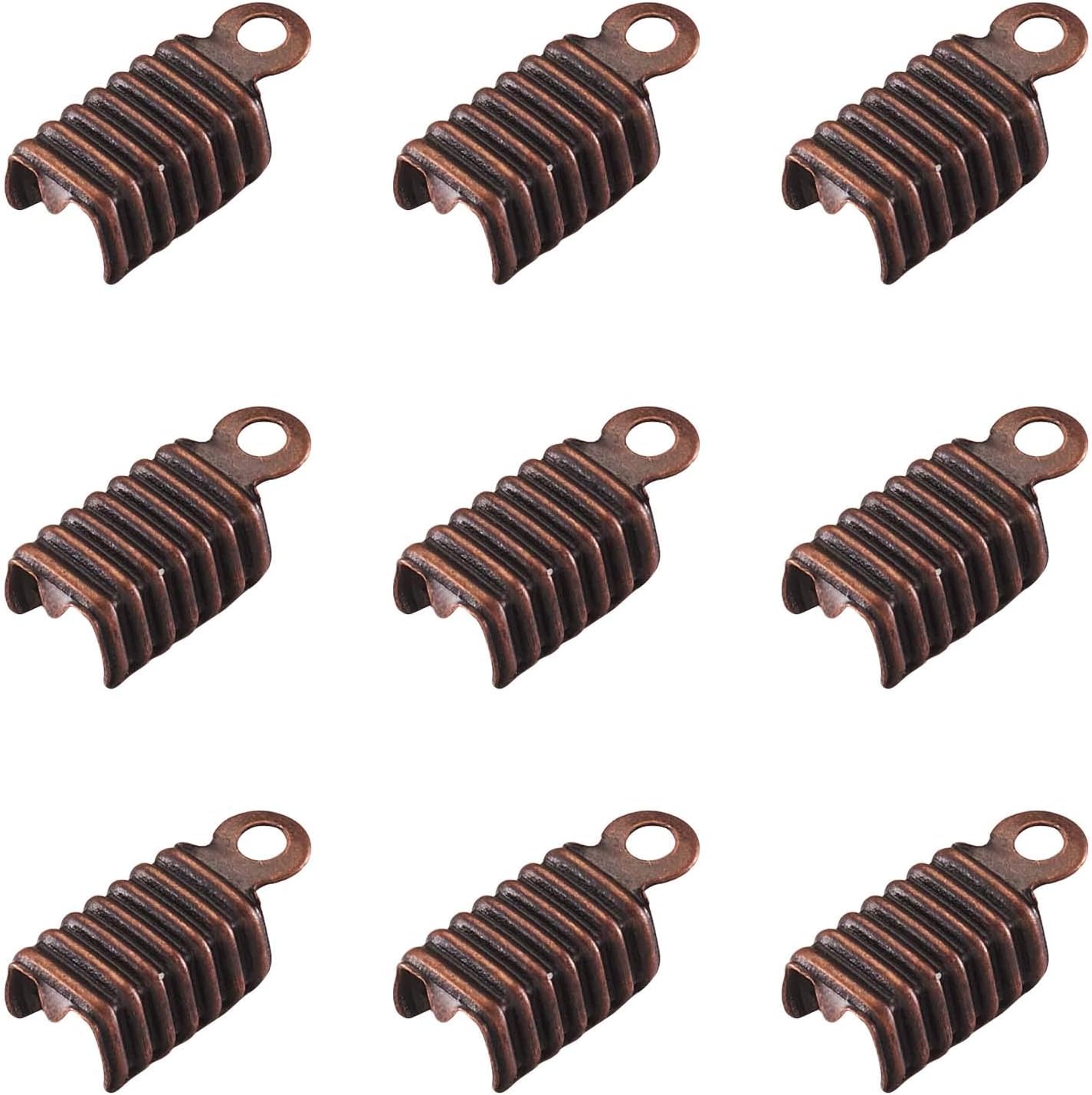 FASHEWELRY 1380Pcs Iron Folding Crimp Ends 6x3x2.3mm Cord Ends Terminators Crimp End Tips Bookmark Pinch Clamp Cord Ends Fasteners Clasp for DIY Jewelry Making (Mixed Color)