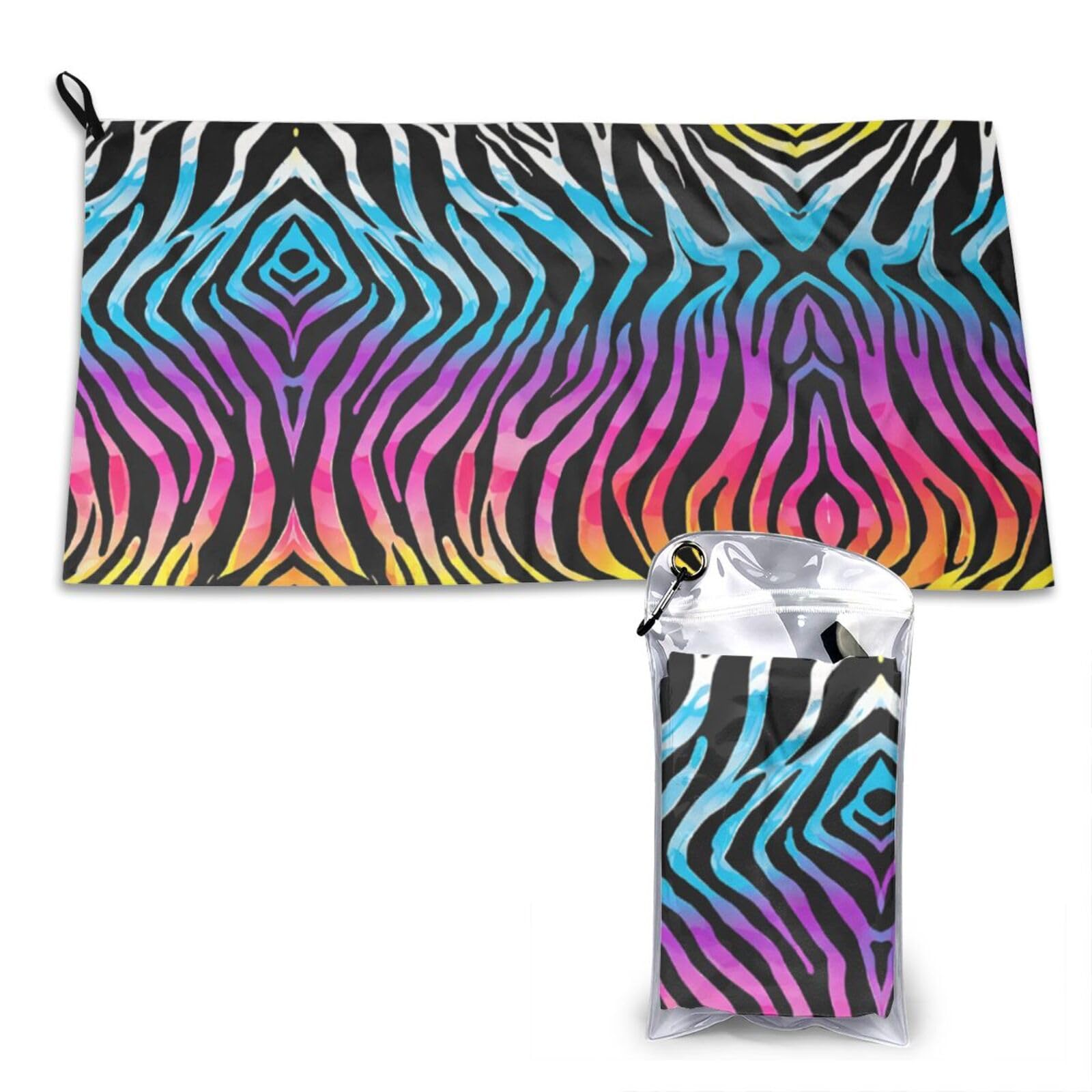 WXWJSHMGC Colorful Rainbow Zebra Print Cooling Towel, Gym Towel,Cooling Towels For Neck, Soft Breathable Travel Cool Towel,Sports Towels For Gym,Camping