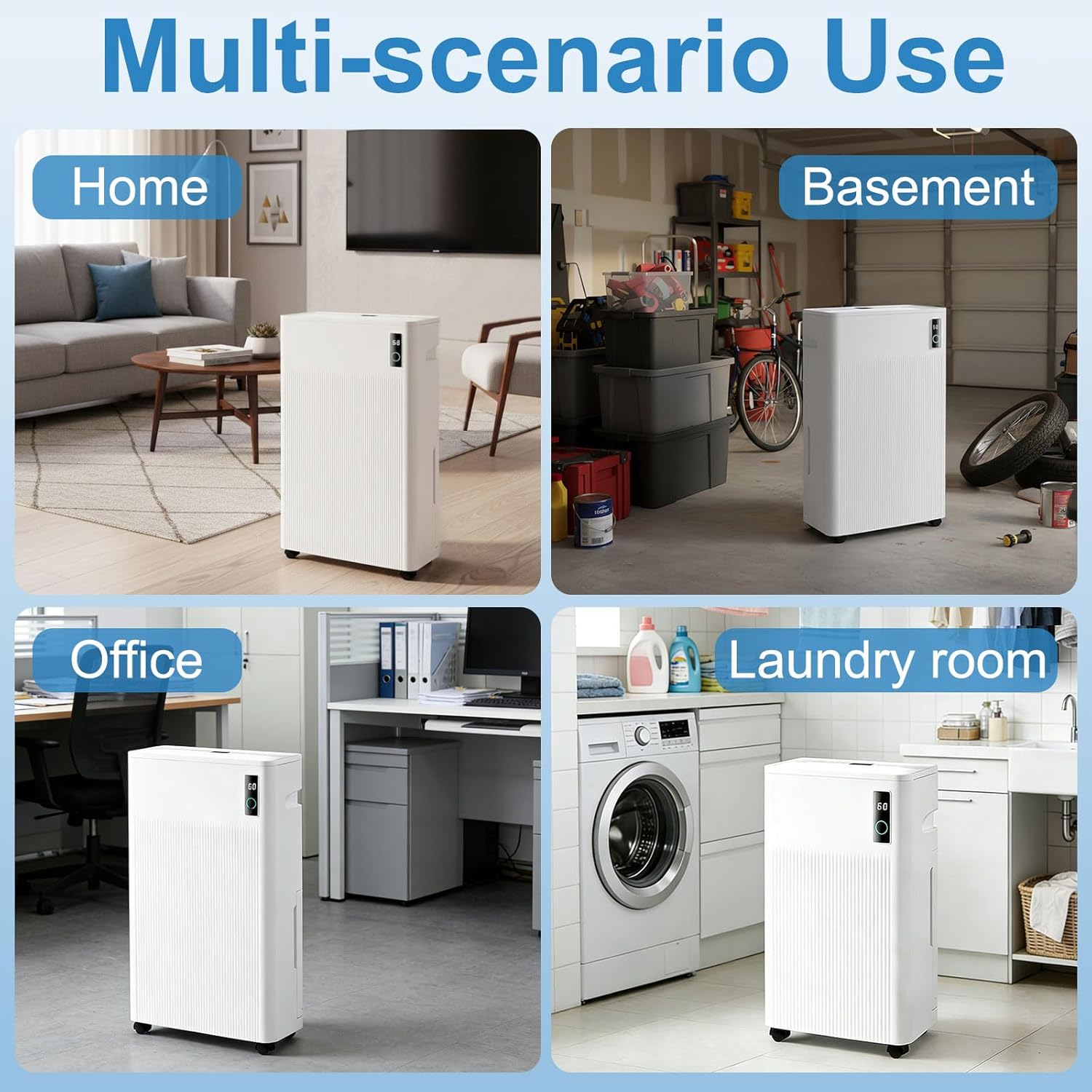 DOGHLY 50 Pints Dehumidifier for Home Basement up to 4000 Sq.Ft, Portable Dehumidifiers with 1.7 Gal Water Tank and Drain Hose, Sleep Mode, Timer, Dul-LED Display, Quiet Dehumidifier for Bedroom