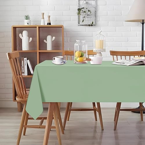 Miniatura 7 de Paquete de 2 manteles rectangulares desechables de plástico color verde salvia, de 54 x 108 pulgadas, manteles de plástico verde salvia para