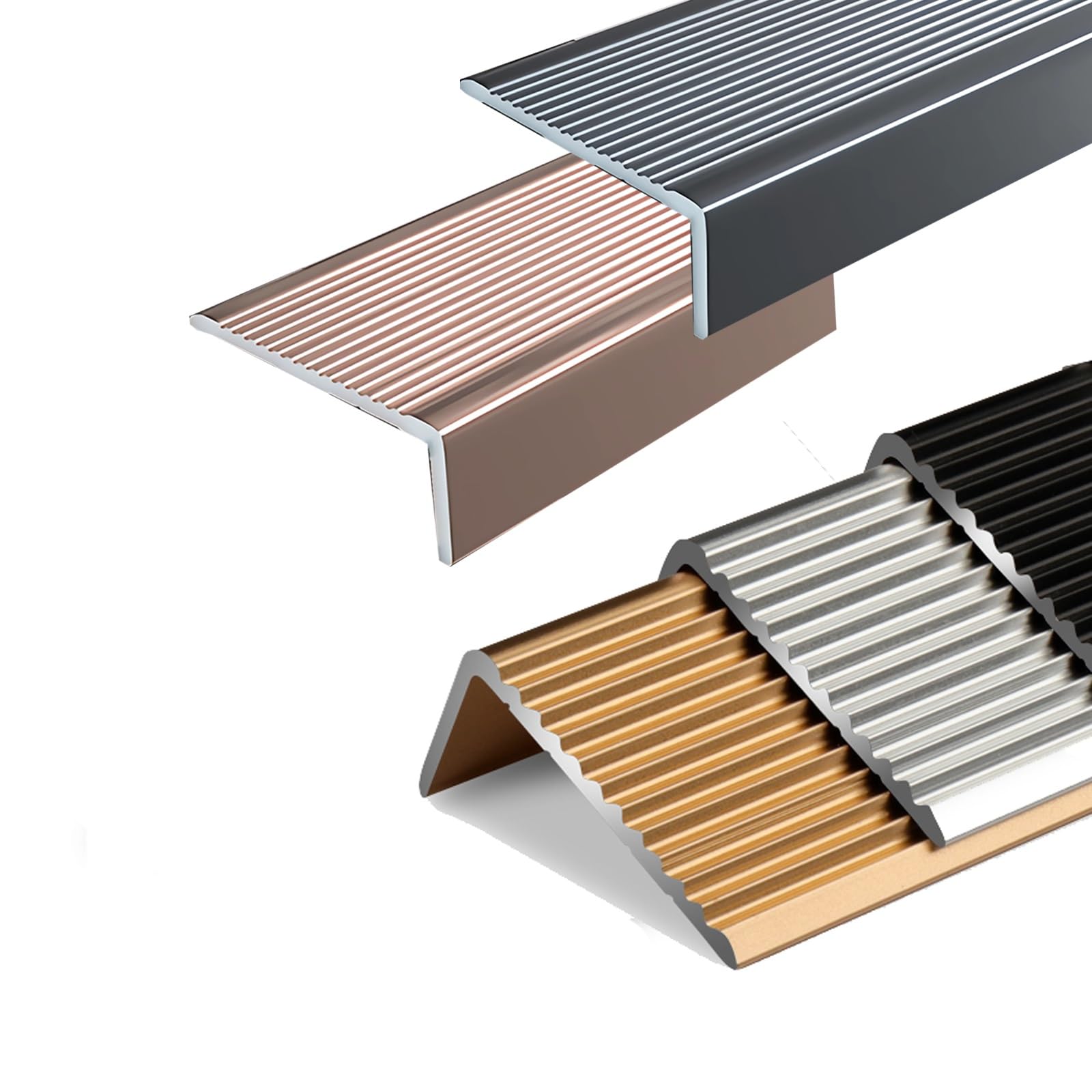 Tira de aluminio para borde de escalón, 90 cm de largo x 70 mm de ancho x 30 mm de alto, moldura de metal negro para uso en interiores y exteriores, bordes duraderos para escaleras y escalones